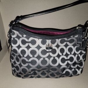 Coach Monogram Black and Silver Shoulder Bag